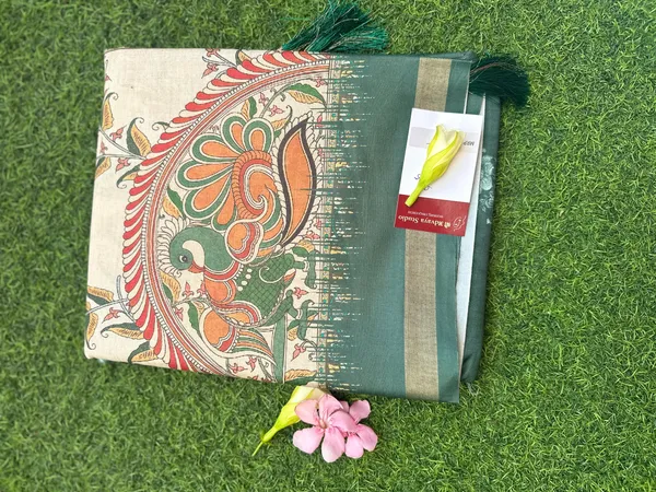 Green_Semi_Dola_saree_For_Women