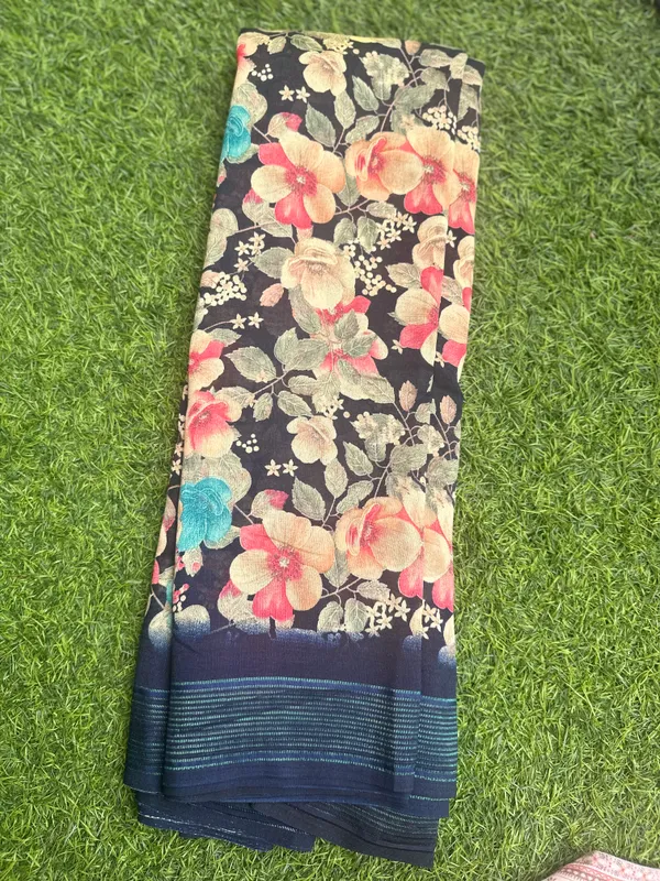 Multicolor_Semi_Crepe_saree_For_Women