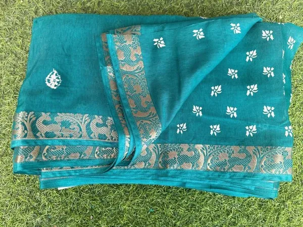 Green_Muslin_Silk_saree_For_Women