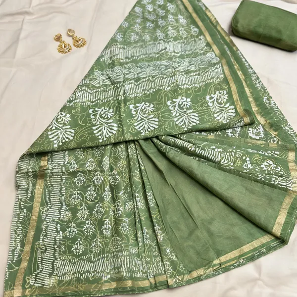 Green_Chanderi_cotton_saree_For_Women