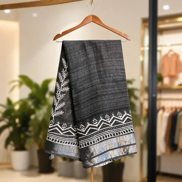 Black_Cotton_Linen_Linen_-_Cotton-_saree_For_Women