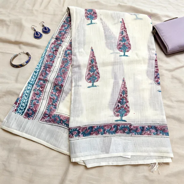 White_Cotton_Linen_Linen_-_Cotton-_saree_For_Women