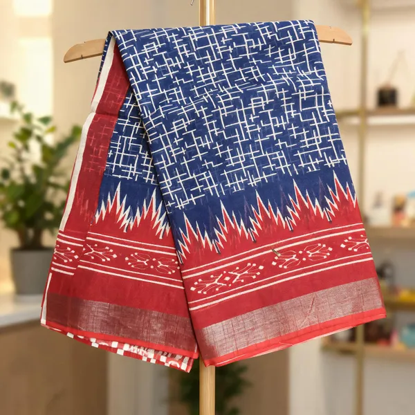 Navy_Blue_Cotton_Linen_Linen_-_Cotton-_saree_For_Women