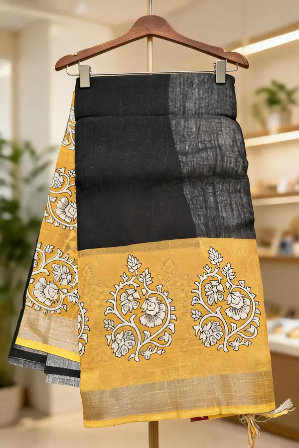 Black_Cotton_Linen_Linen_-_Cotton-_saree_For_Women