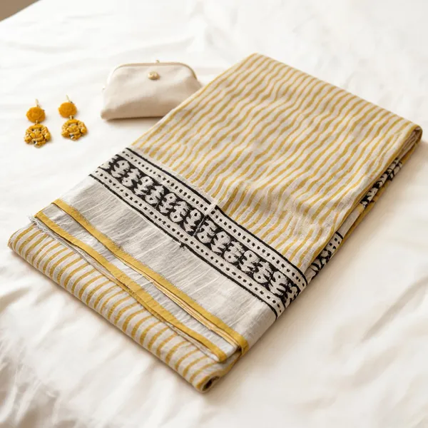 Yellow_Cotton_Linen_Linen_-_Cotton-_saree_For_Women