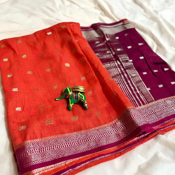 Orange_Malai_Cotton_saree_For_Women