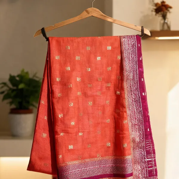 Orange_Malai_Cotton_saree_For_Women