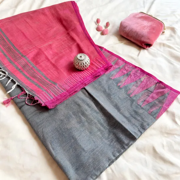 Grey_And_Pink_Handloom_Cotton_saree_For_Women