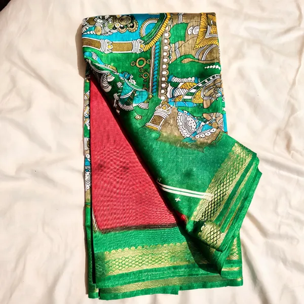 Green_Semi_Dola_saree_For_Women