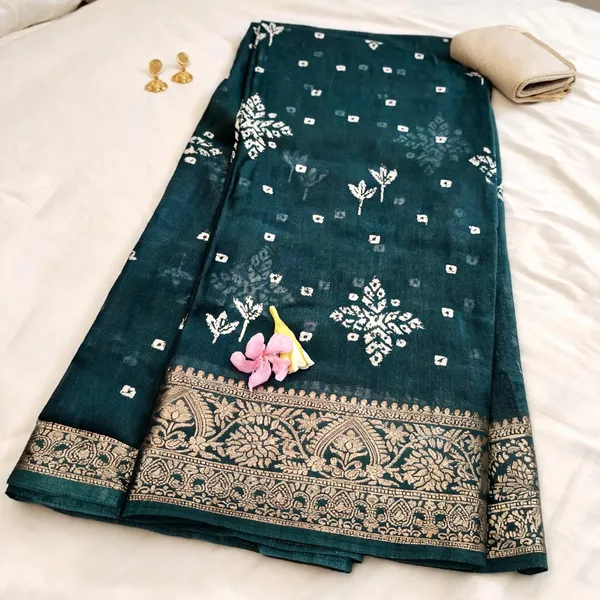 Green_Semi_Dola_Saree_For_Women