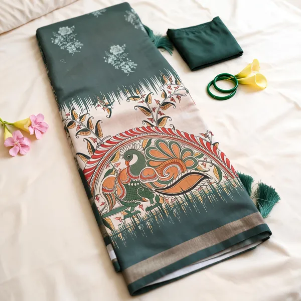 Green_Semi_Dola_saree_For_Women