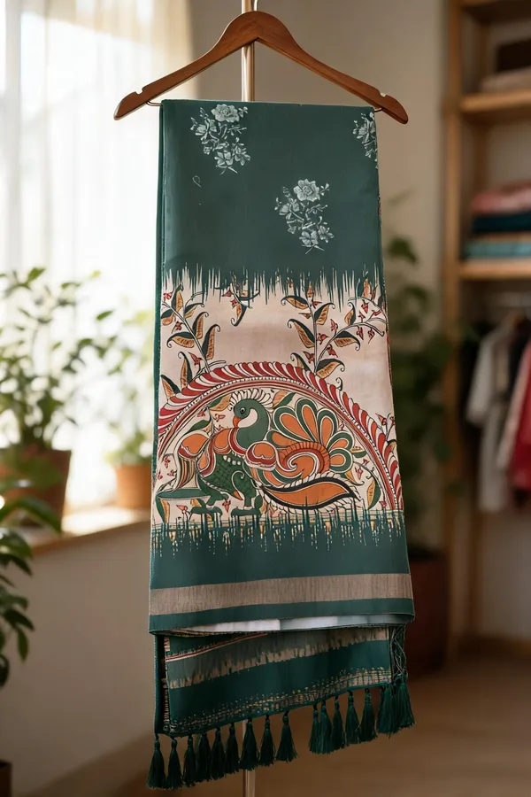 Green_Semi_Dola_saree_For_Women