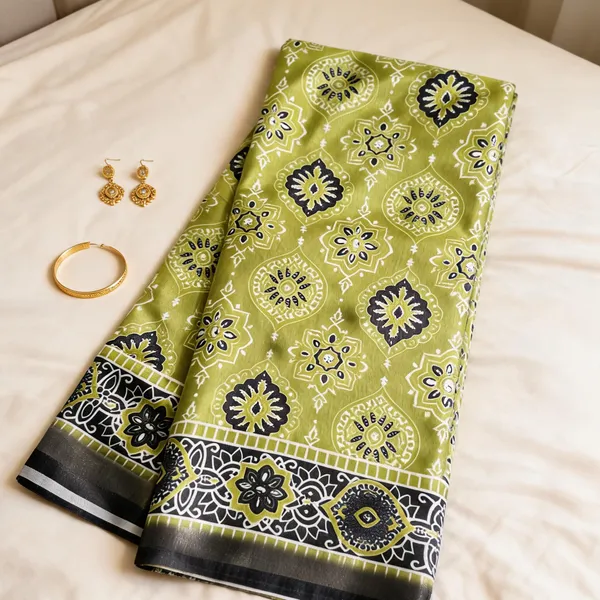 Green_Semi_Dola_saree_For_Women