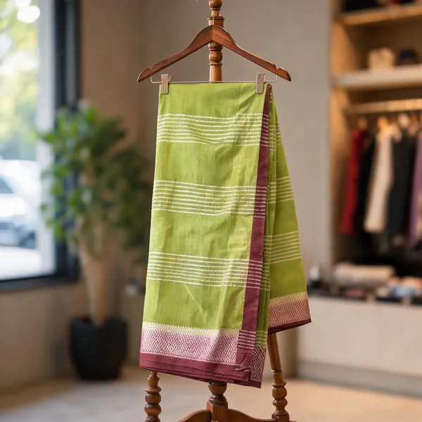 Green_Semi_Crepe_saree_For_Women