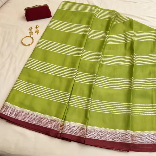 Green_Semi_Crepe_saree_For_Women