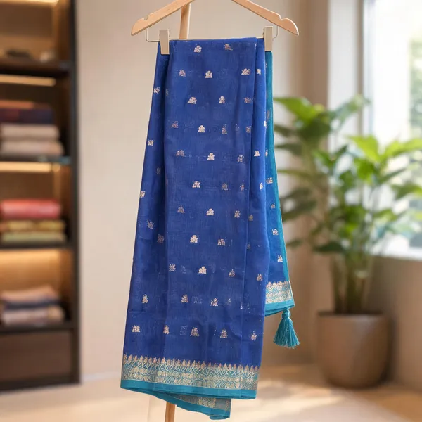 Blue_Semi_Crepe_saree_For_Women