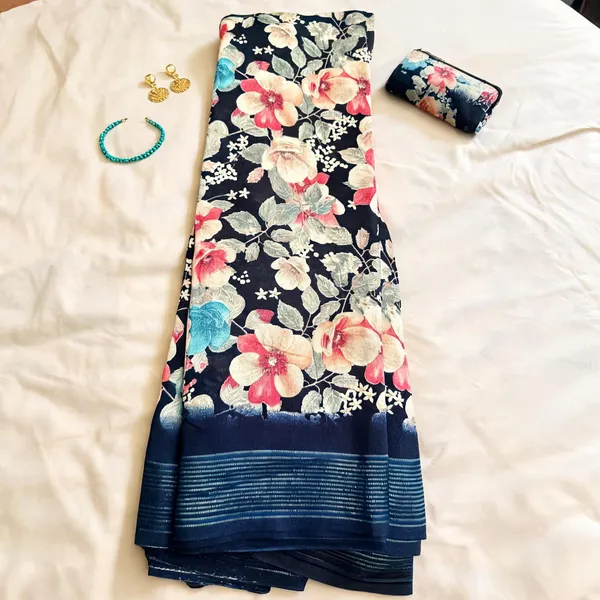 Multicolor_Semi_Crepe_saree_For_Women