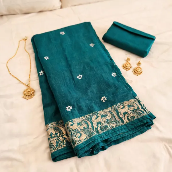 Green_Muslin_Silk_saree_For_Women