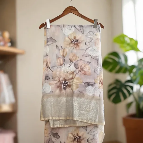 Grey_Semi_Organza_saree_For_Women