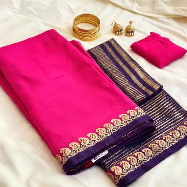 Pink_Crepe_Silk_(Semi_Mysore)_Saree_For_Women