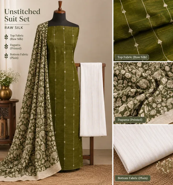 Olive_Green_Raw_Silk_Suit_for_Women