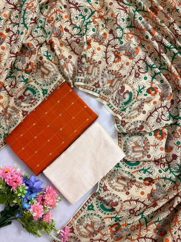 Cream_Kalamkari_Print_dress_material_for_Women