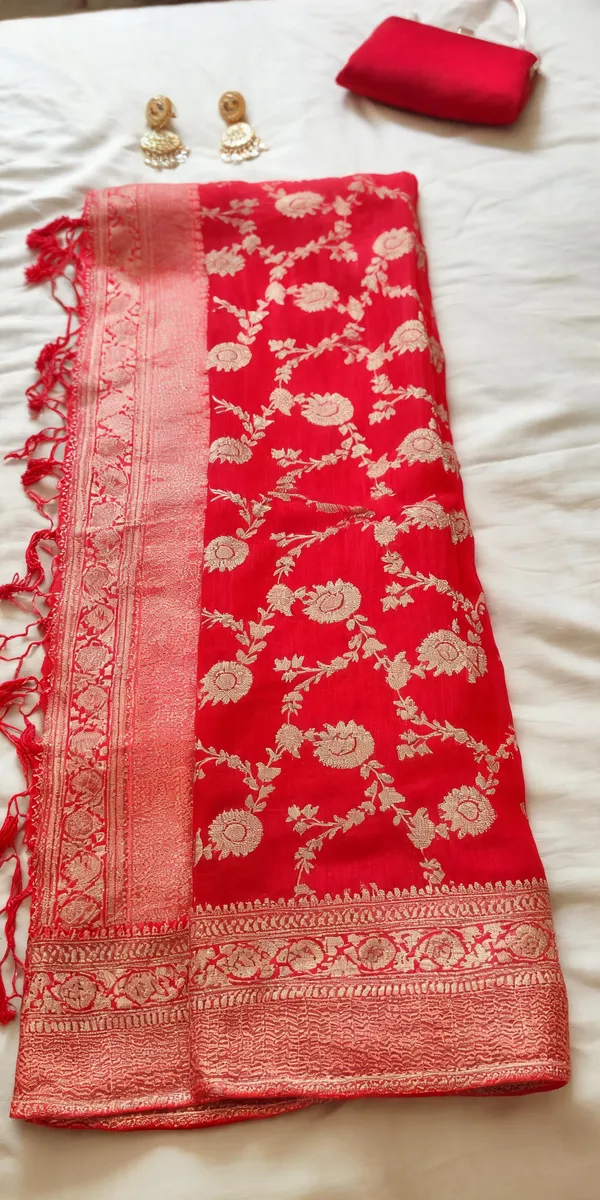 Red_Khadi_Chiffon_saree_For_Women