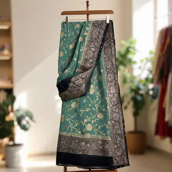 Green_Khadi_Chiffon_Saree_For_Women