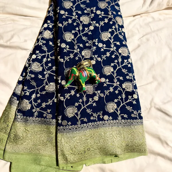 Navy_Blue_Khadi_Chiffon_saree_For_Women