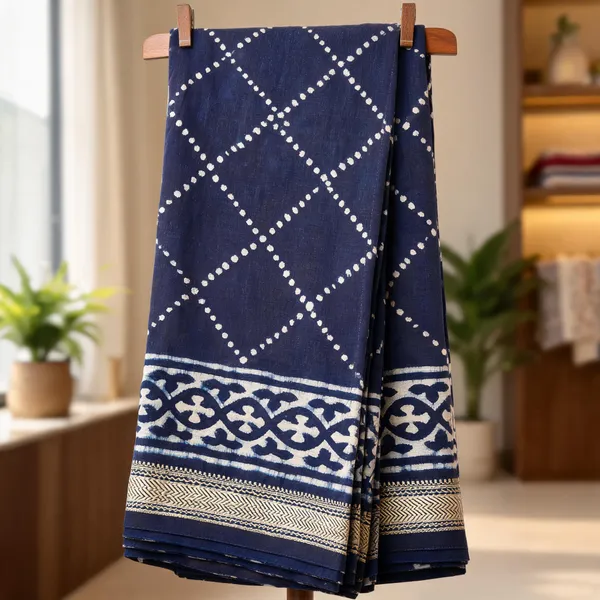 Navy_Blue_Maheshwari_Silk_saree_For_Women