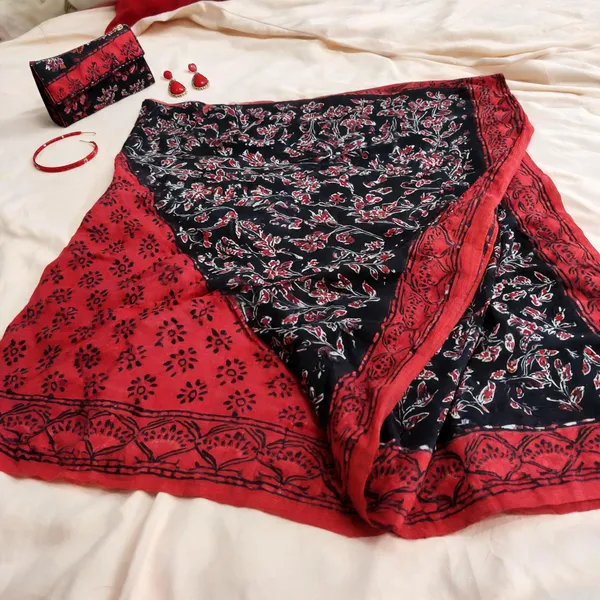 Black_And_Red_Pure_Modal_Saree_For_Women