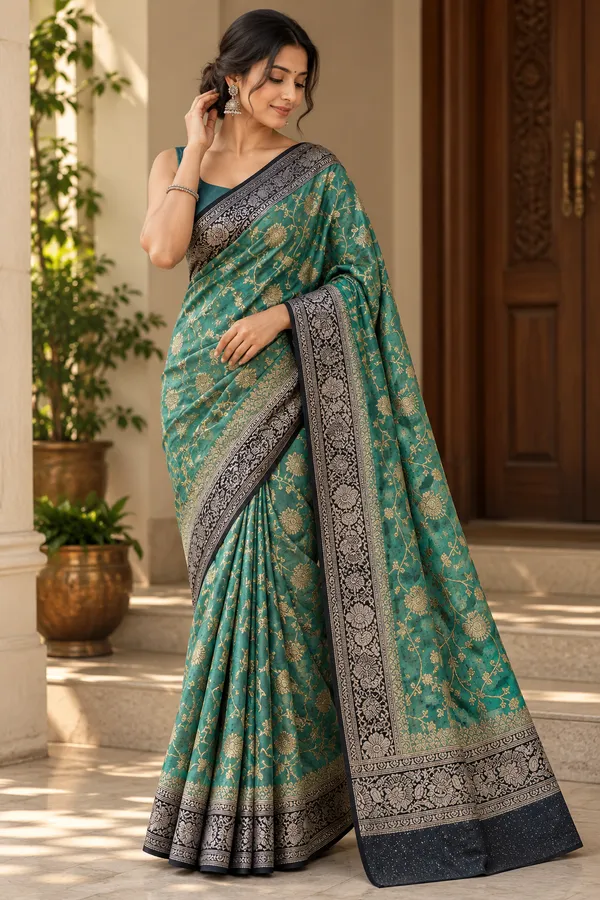 Green_Khadi_Chiffon_Saree_For_Women