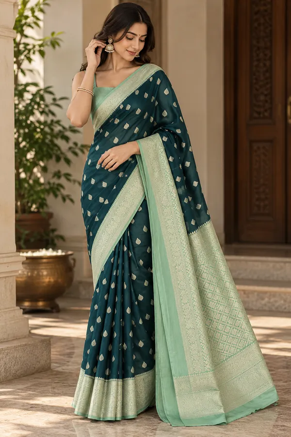 Green_Woven_Ethnic_Khadi_Chiffon_Saree_For_Women