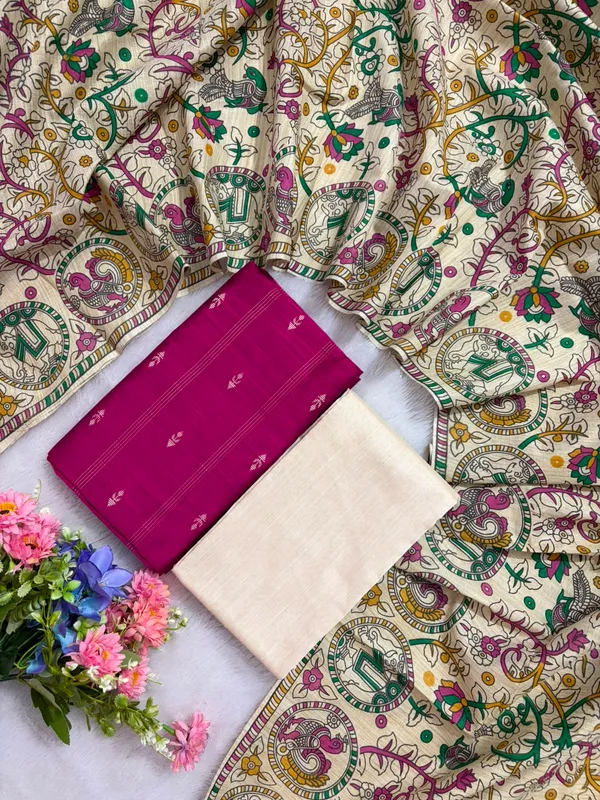 Cream_And_Pink_Printed_Ethnic_Dress_Material_for_Women