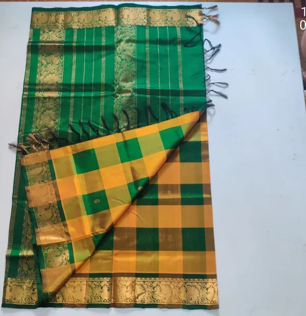Yellow_Green_Cotton_Silk_Saree_For_Women