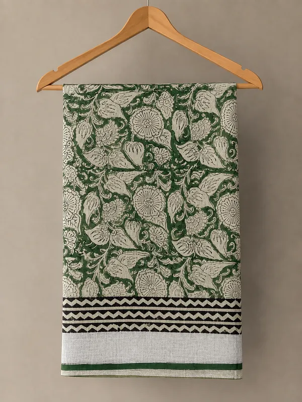 Green_Cotton_Linen_saree_For_Women