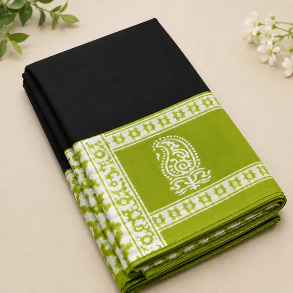 Black_And_Green_Cotton_saree_For_Women
