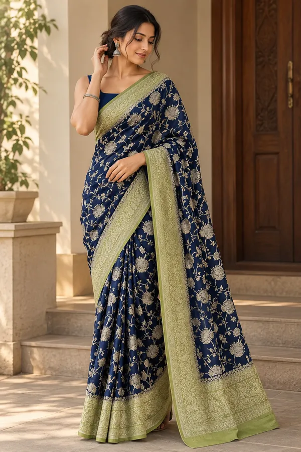 Navy_Blue_Khadi_Chiffon_saree_For_Women