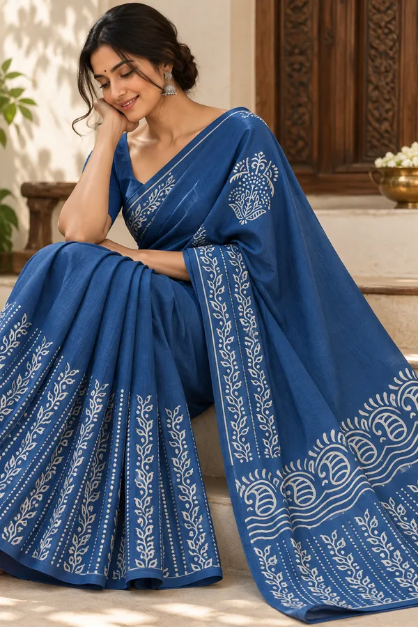 Blue_Cotton_Mulmul_Printed_Saree_for_Women
