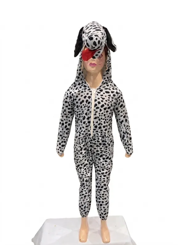 White_Dalmatian_Print_Hooded_Jumpsuit_for_Kids