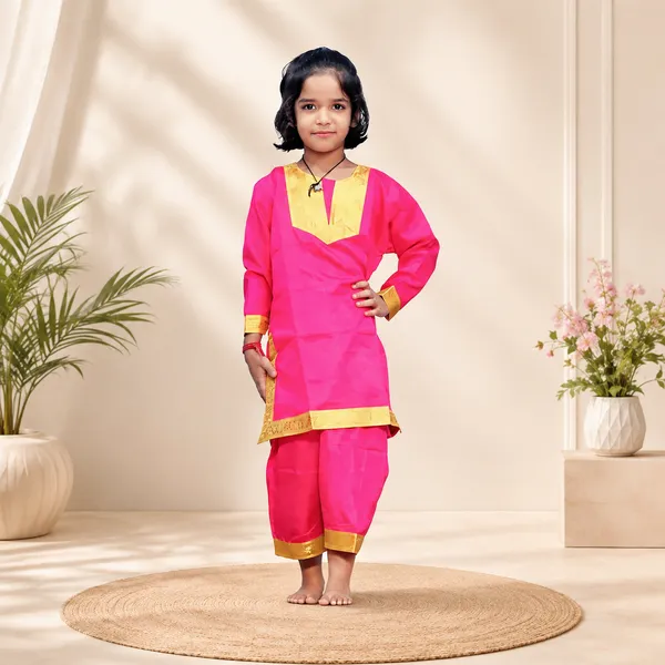 Pink_Cotton_Patiala_Punjaban_Salwar_Costume_For_Girls