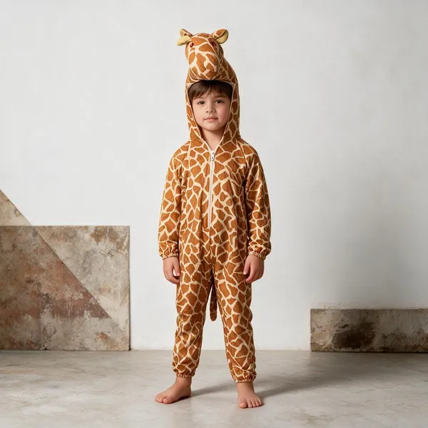 Brown_Cotton_Giraffe_Print_Hooded_Costume_For_Boys_And_Girls