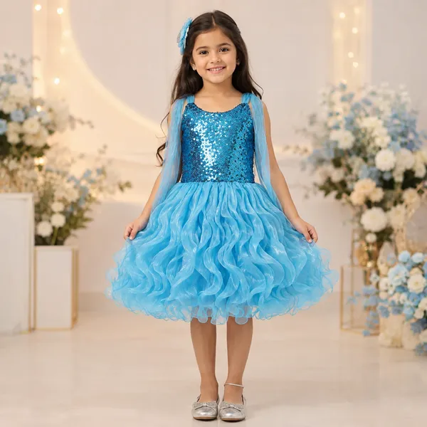 Blue_Sequin_Organza_Western_Dress_For_Girls