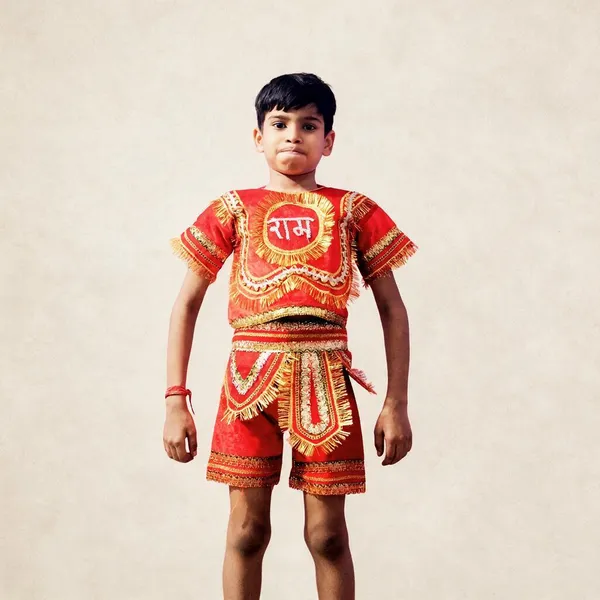 Multicolor_Velvet_Satin_Hanuman_Costume_For_Boys