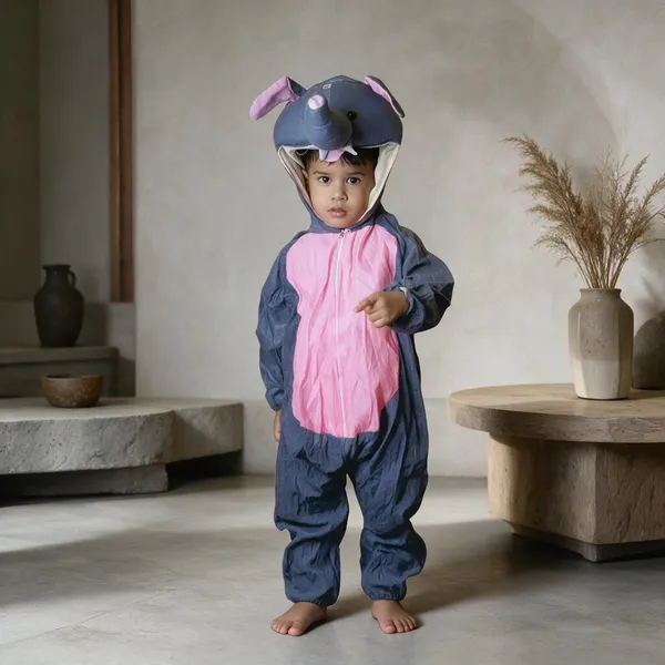 Grey_Pink_Polyester_Elephant_Costume_For_Boys