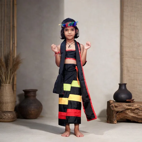 Multicolor_Cotton_Nagaland_Tribal_Costume_For_Girls