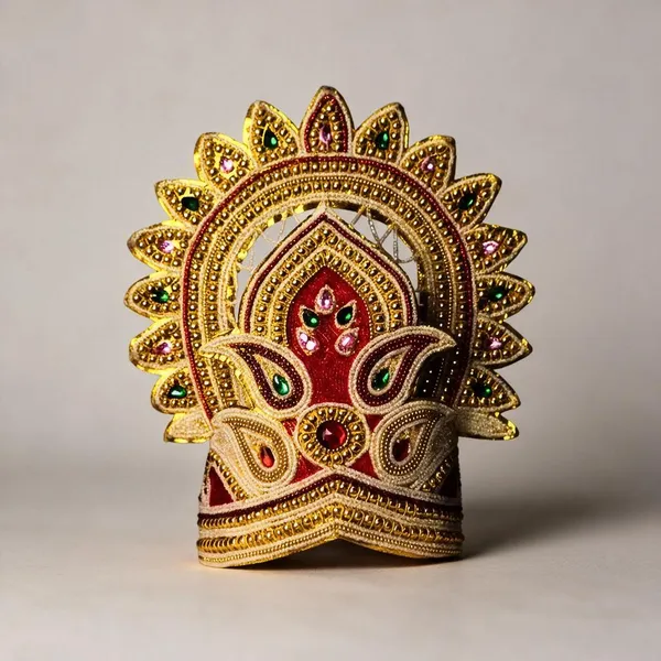 Golden_Plastic_Lotus_Bead_Pearl_Stone_Mukut_For_Krishna_Idol