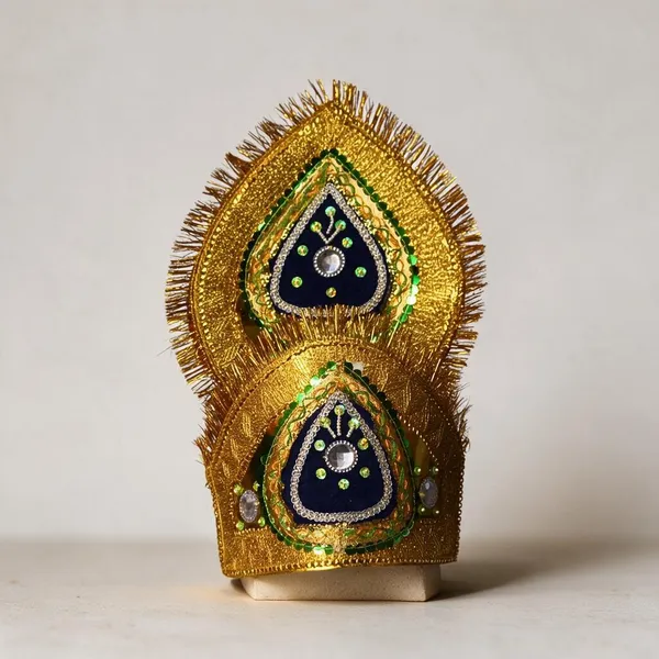 Gold_Navy_Velvet_Stone_Embellished_Krishna_Mukut