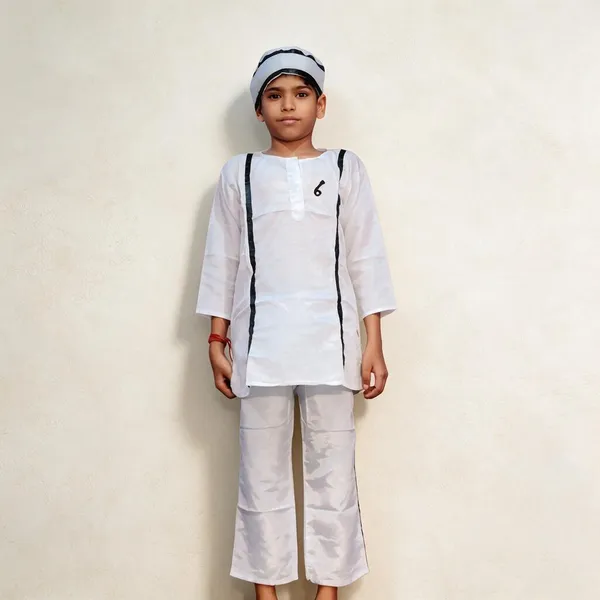 White_Cotton_Khadi_Kurta_Pajama_Fancy_Dress_For_Boys