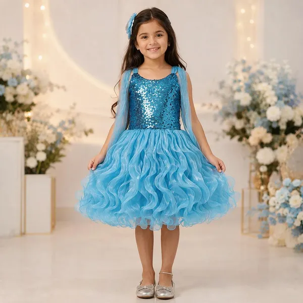 Blue_Sequin_Organza_Western_Dress_For_Girls
